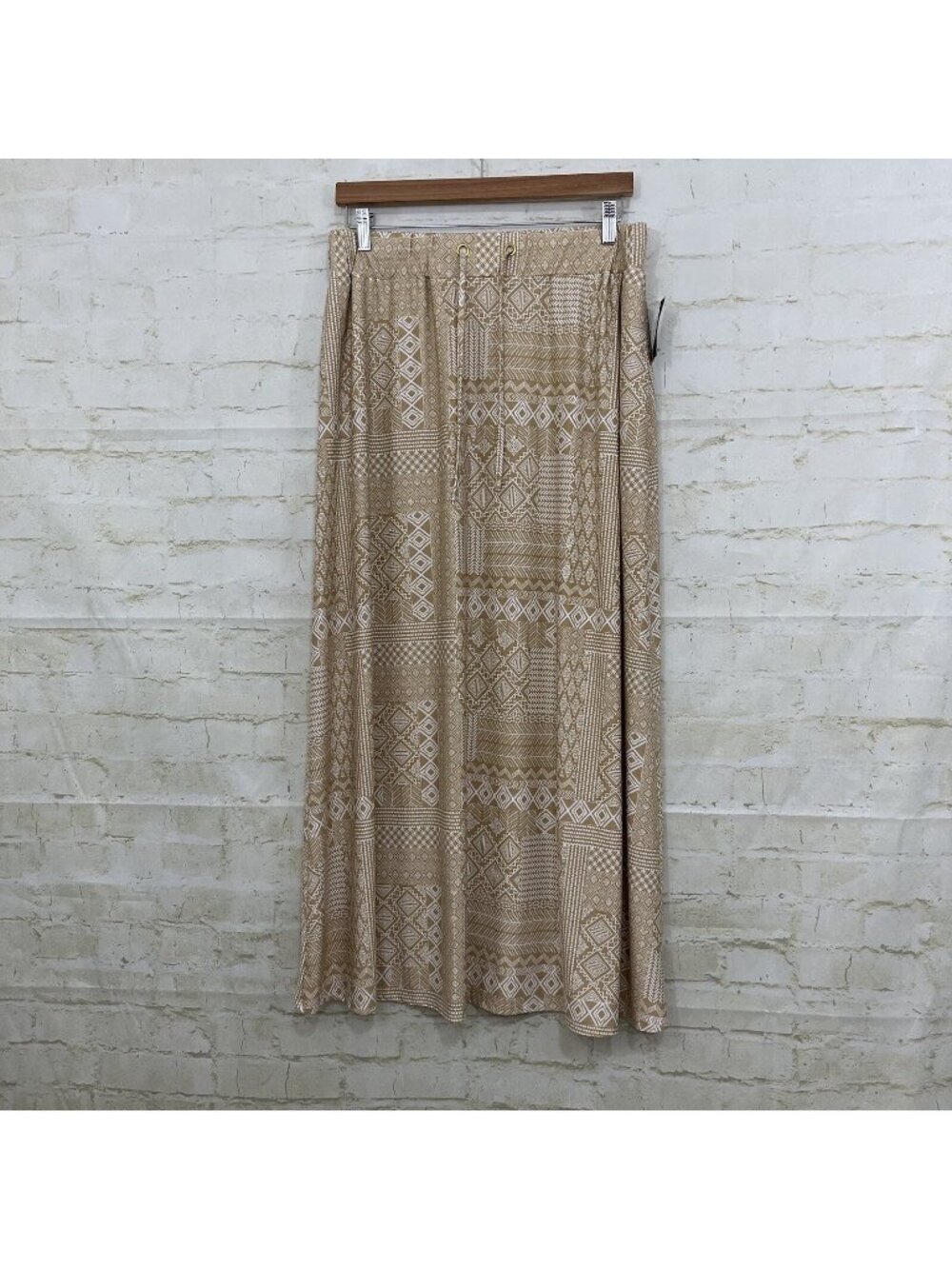 Robert Louis Tan Geometric Print Maxi Skirt